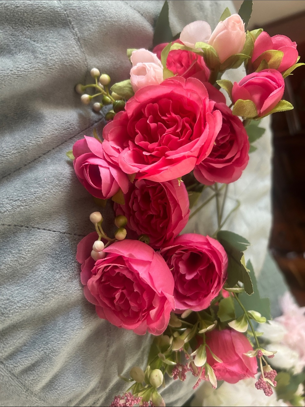Fuchsia Pink Artificial Rose Bouquet